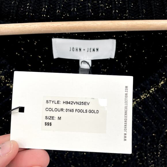 John & Jenn Evereve NWT Black Fabio Sweater with Gold Shimmer // M - Picture 5 of 12